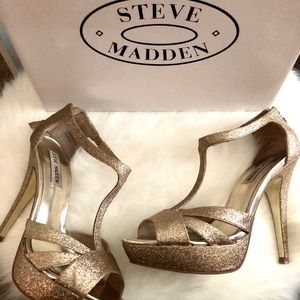 Steve Madden Gold Glitter Heels - Haylow